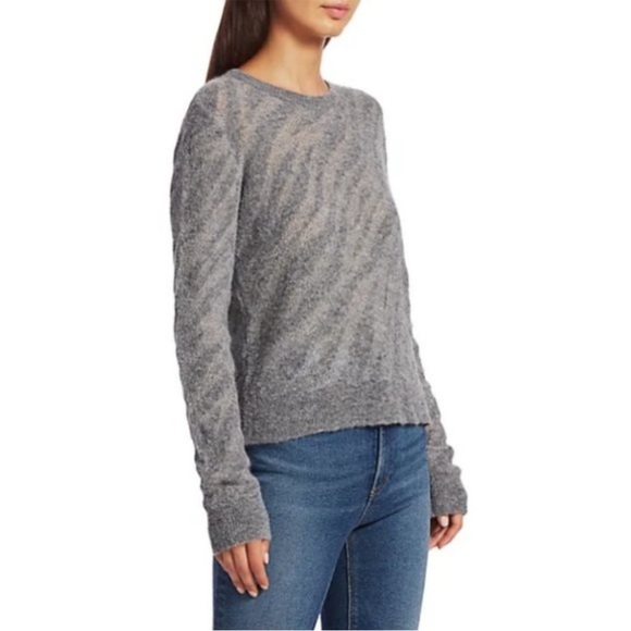 Rag & Bone Gray Baby Alpaca Germain Metallic Zebra Jacquard Sweater - Picture 4 of 7